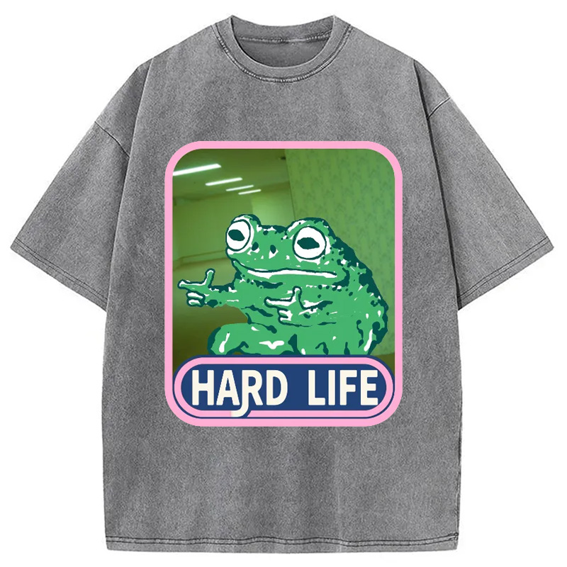 Modecanvas The Backrooms Hard Life Frog Washed T-Shirt