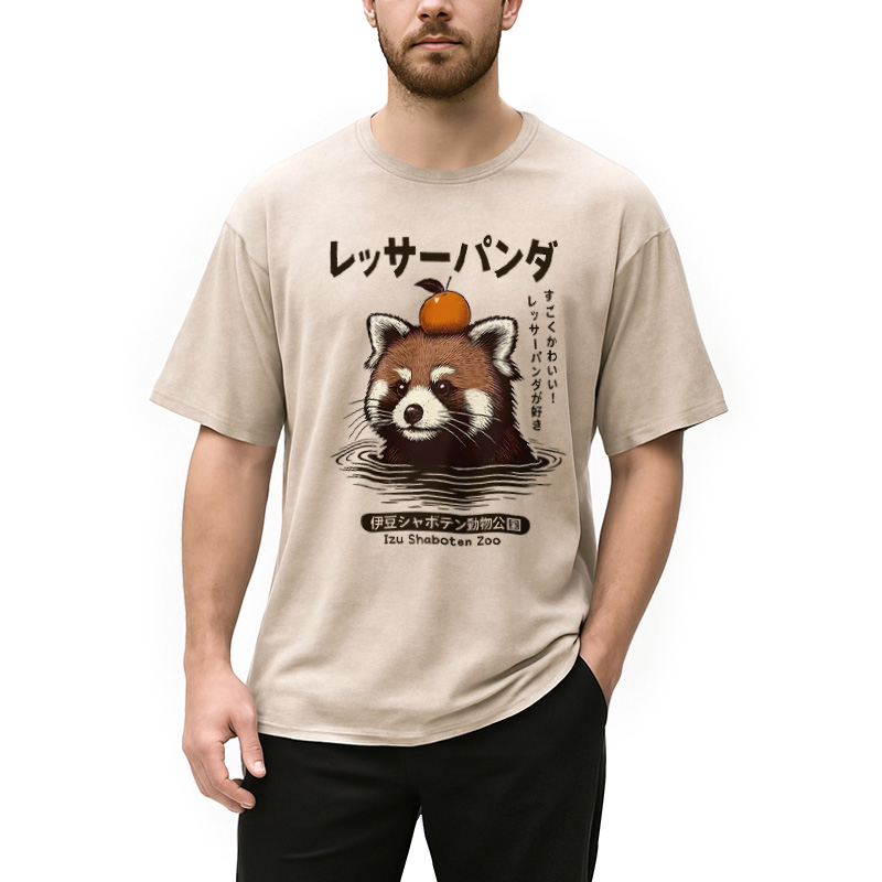 Modecanvas Cute Red Panda Washed T-Shirt
