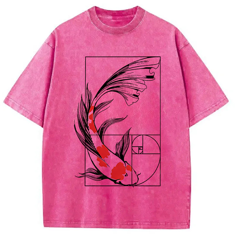 Modecanvas Golden Ratio Koi DTG Printing Washed T-Shirt