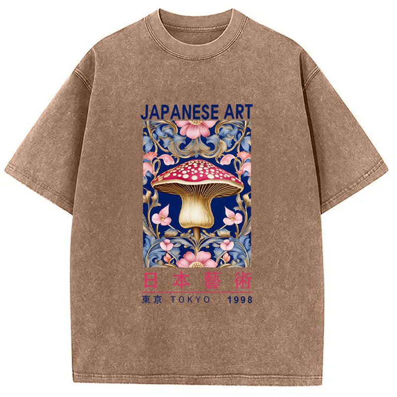 Modecanvas Blue Mushroom Vintage Washed T-Shirt