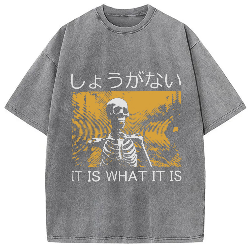 Modecanvas It is what it is Skeleton Washed T-Shirt