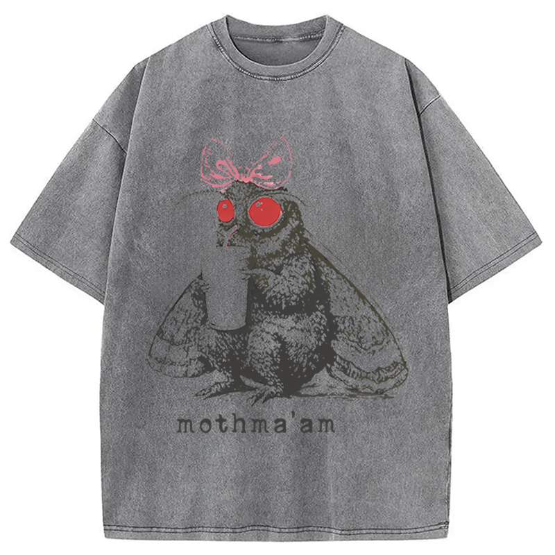 Modecanvas Mothma'am Funny Mothman DTG Printing Washed T-Shirt
