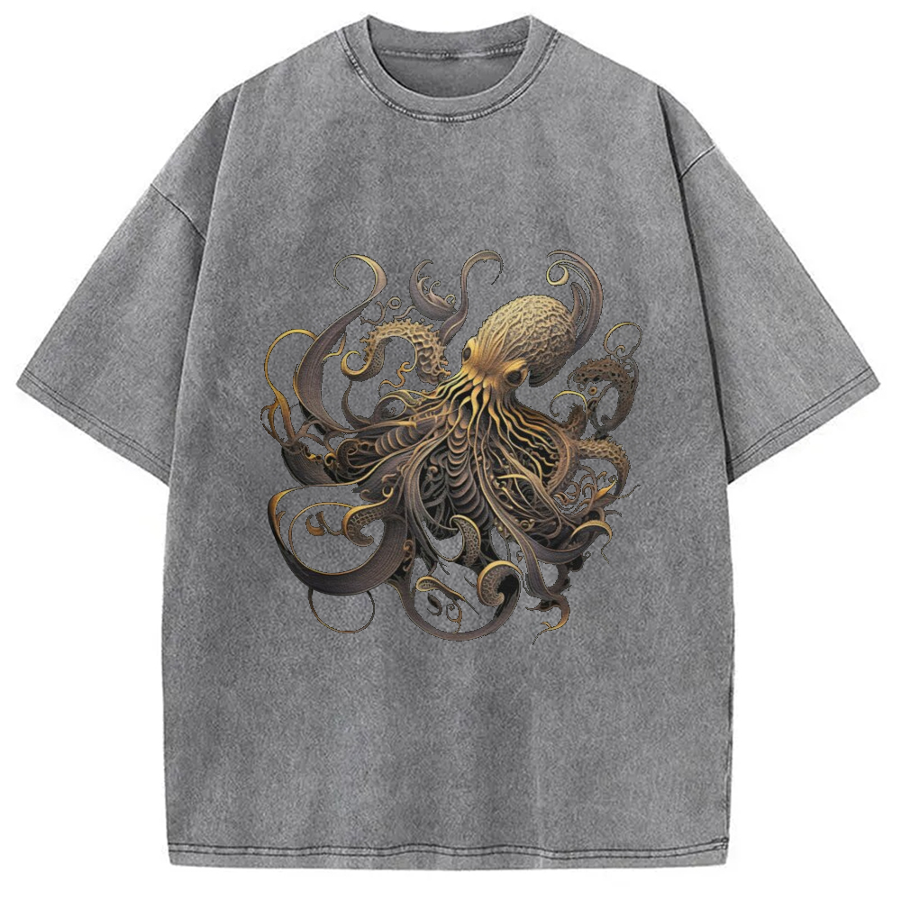 Modecanvas Golden Octopus Vintage Japanese Washed T-Shirt