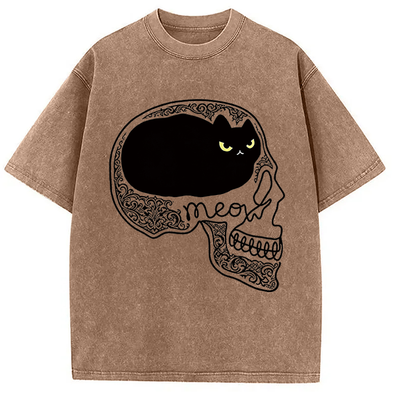Modecanvas All I Can Think About Is Cat DTG Printing Washed T-Shirt