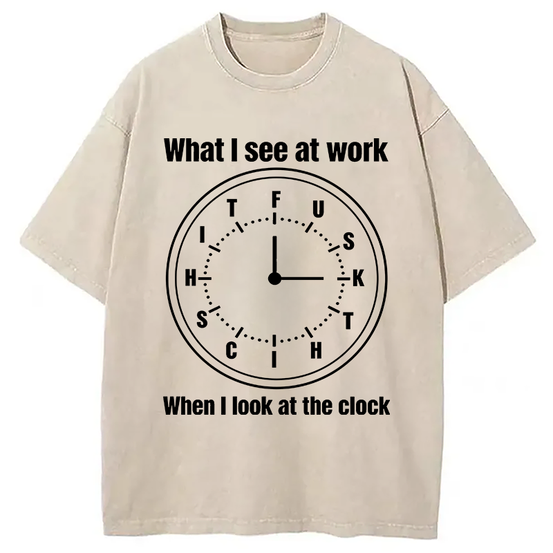 Modecanvas Funny Work Clock Frustration DTG Printing Washed T-Shirt
