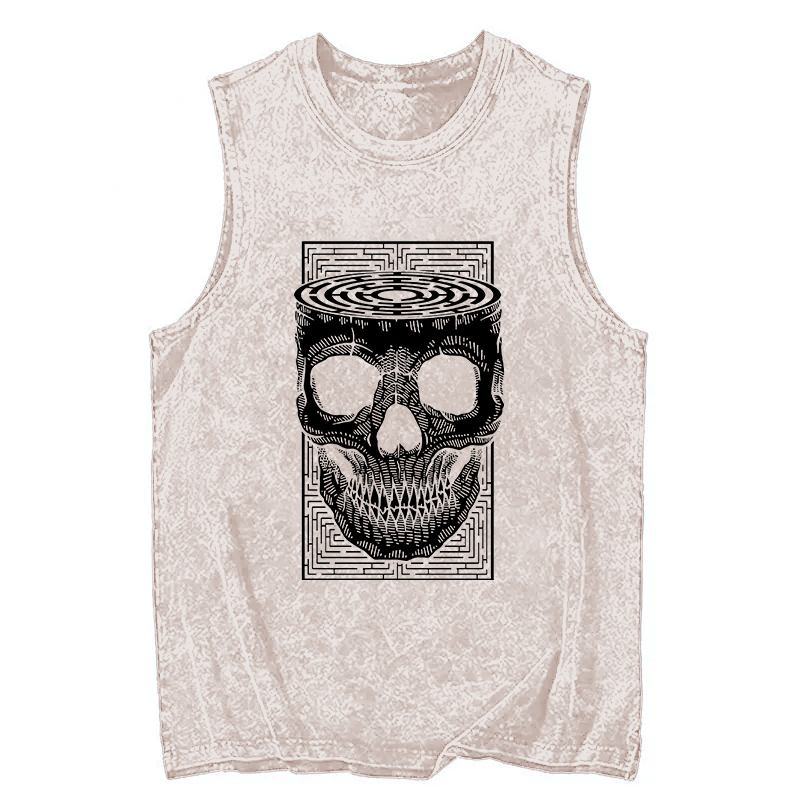 Modecanvas Horror Skull DTG Printing Washed Tank-modecanvas