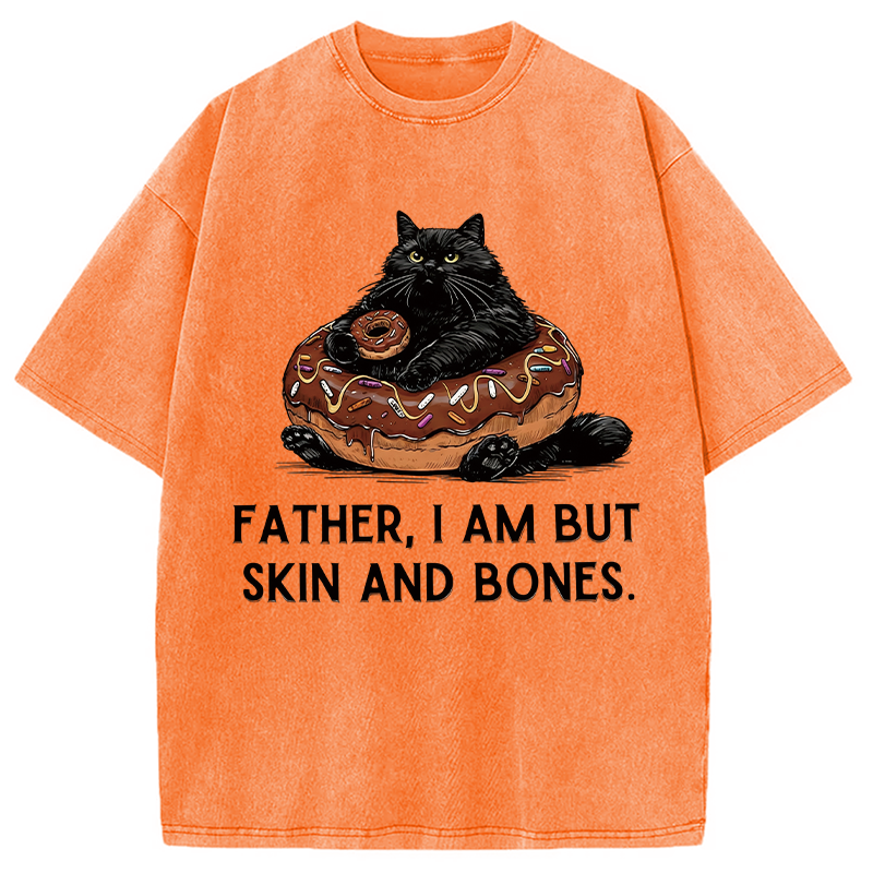 Modecanvas Fat Cat Is Begging Washed T-Shirt