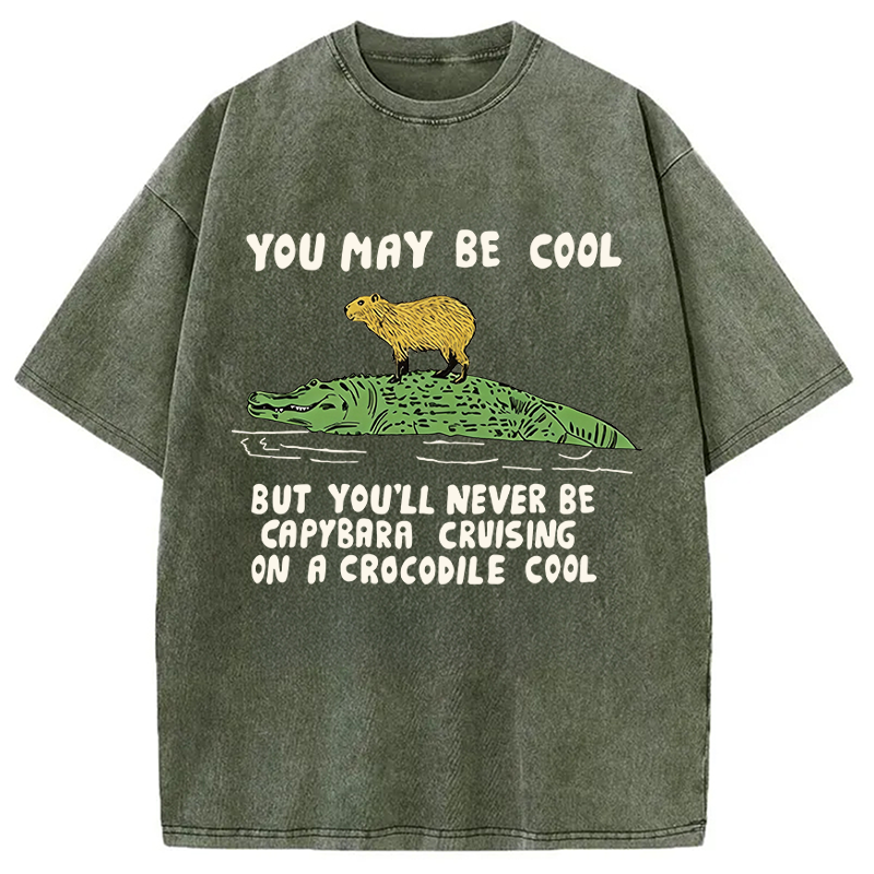 Modecanvas Cool Capybara Funny DTG Printing Washed T-Shirt