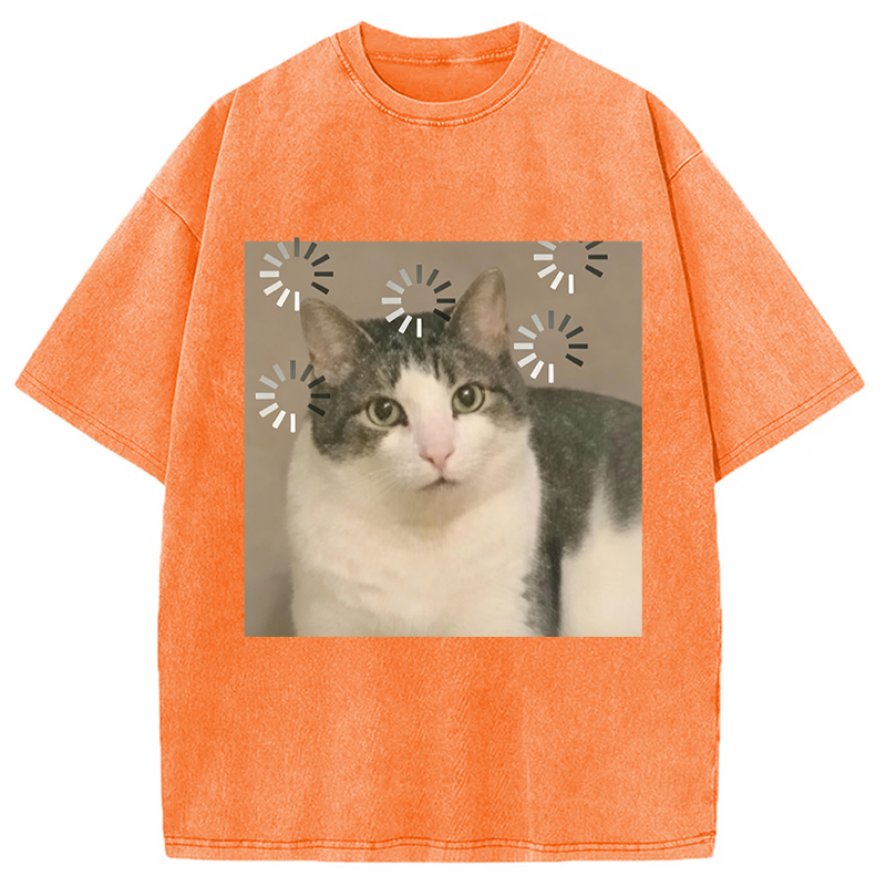 Modecanvas Cat Reload The Brain DTG Printing Washed T-Shirt