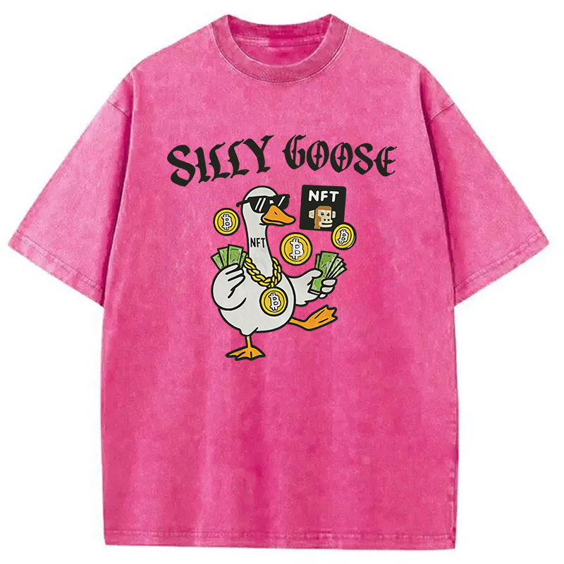 Modecanvas Silly Goose Crypto Bro NFT DTG Printing Washed T-Shirt