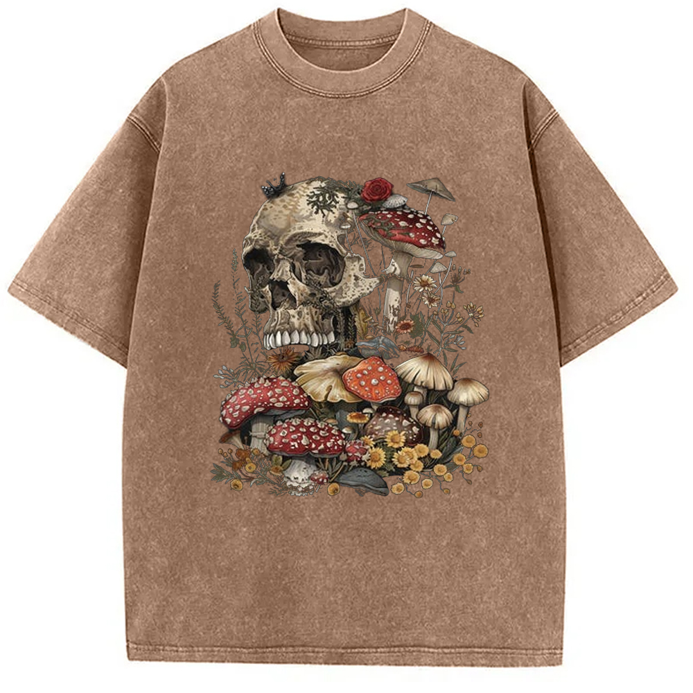 Modecanvas Skull Mushroom Goblincore Washed T-Shirt