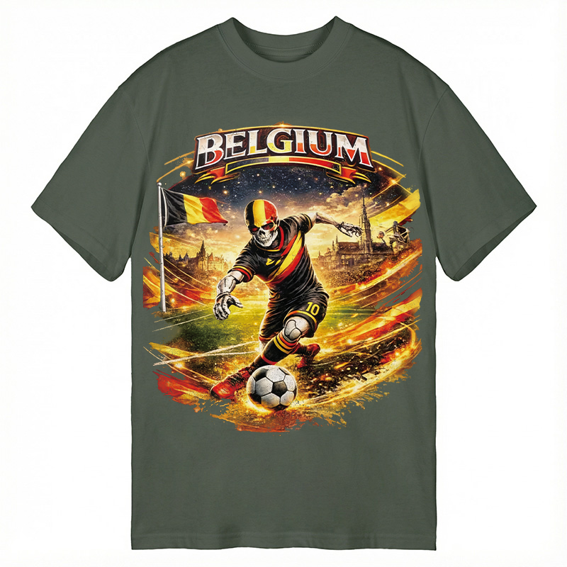 Modecanvas Belgium Soccer Skull DTG Printing Classic T-Shirt-modecanvas