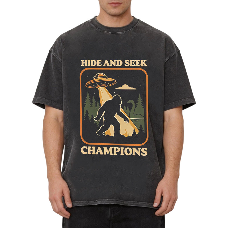 Modecanvas Hide And Seek DTG Printing Washed T-Shirt