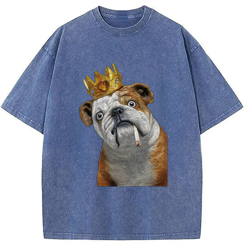 Modecanvas King Dog Smoking Washed T-Shirt