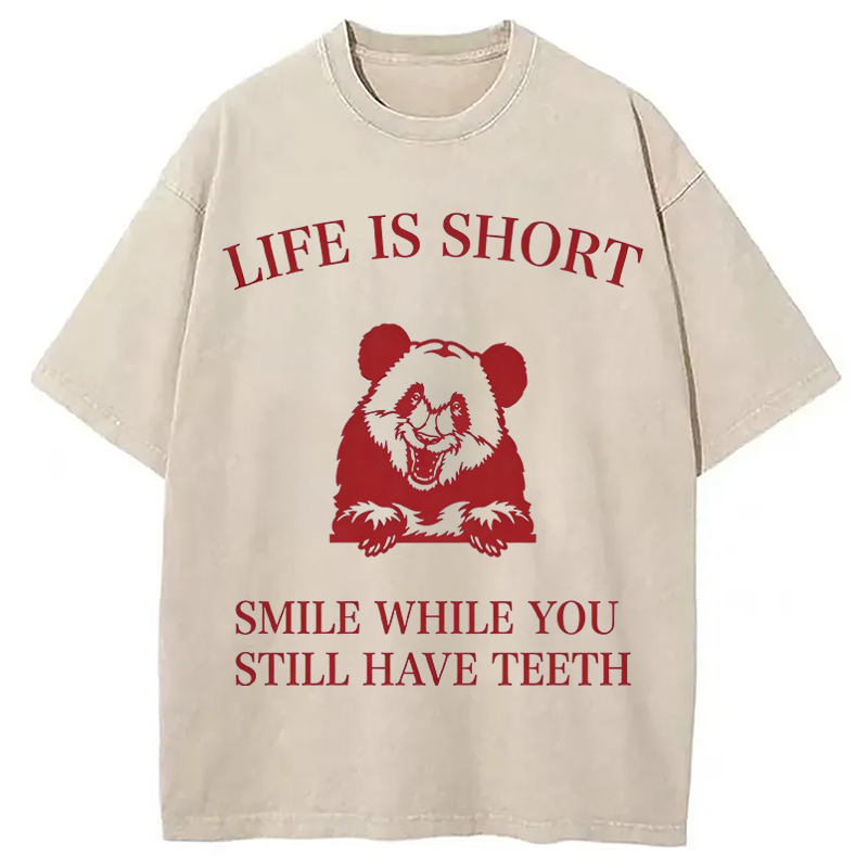 Modecanvas Funny Panda Meme DTG Printing Washed T-Shirt