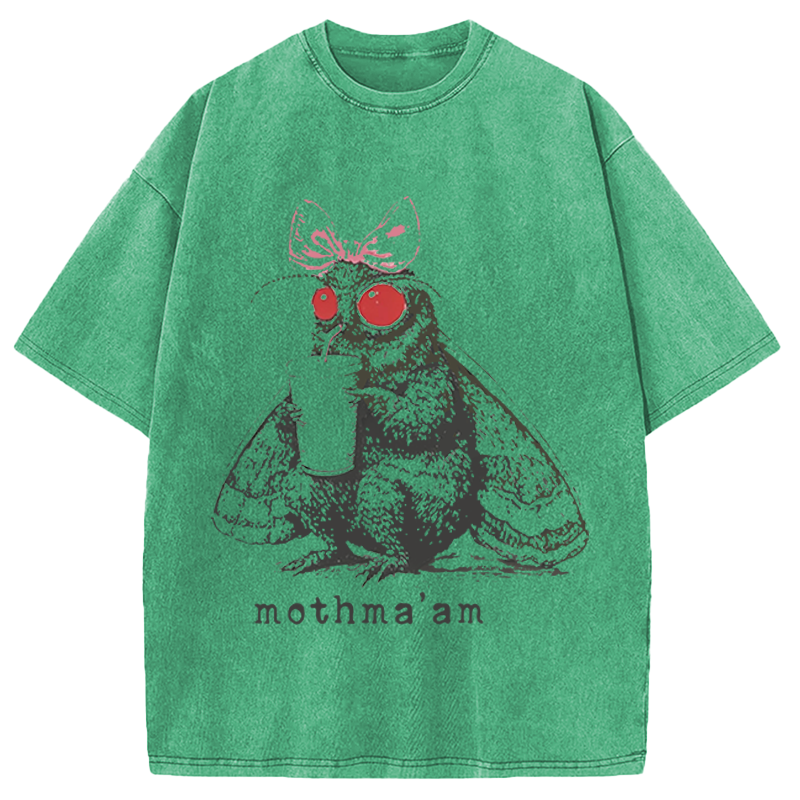 Modecanvas Mothma'am Funny Mothman DTG Printing Washed T-Shirt