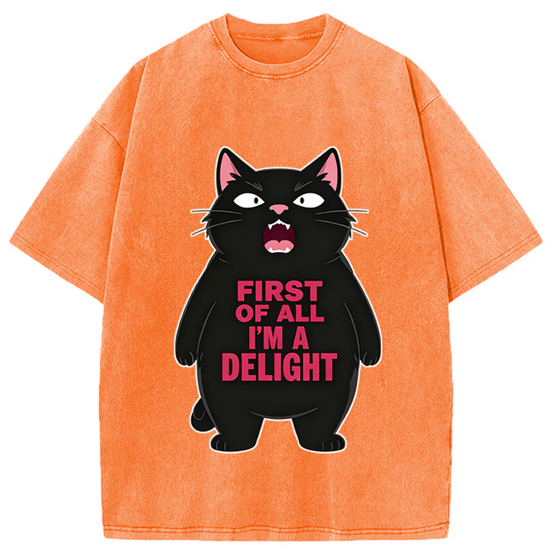 Modecanvas Shouting Black Cat DTG Printing Washed T-Shirt