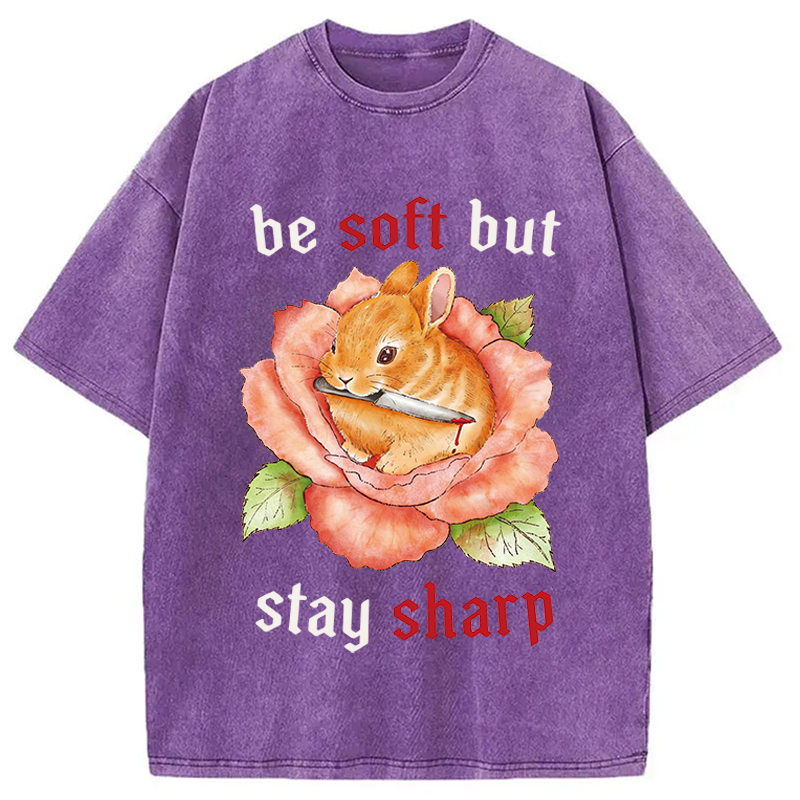 Modecanvas Stay Sharp Rabbit DTG Printing Washed T-Shirt