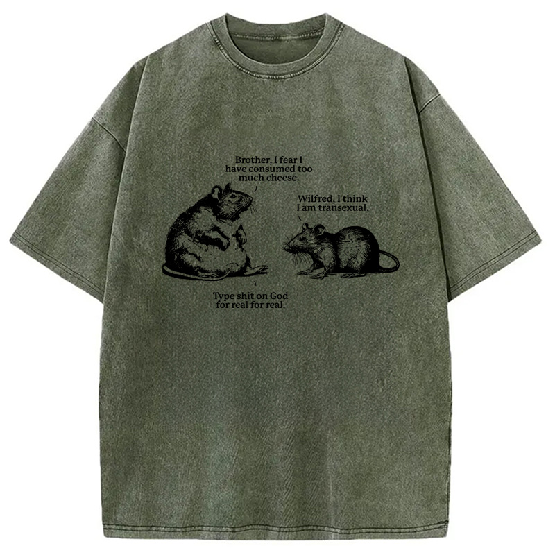 Modecanvas Rats Too Much Cheese Washed T-Shirt