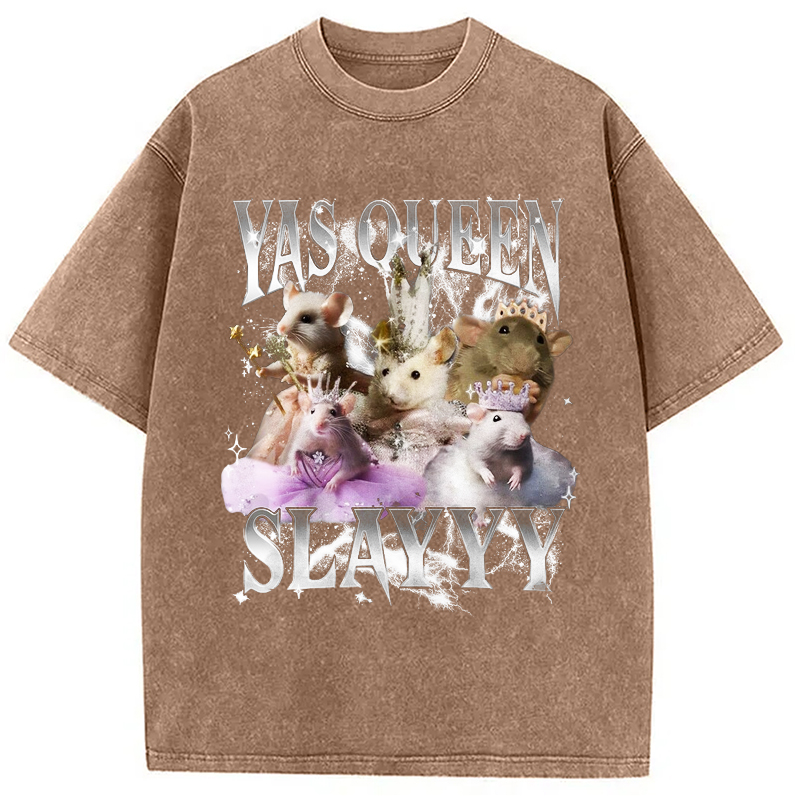 Modecanvas Yas Queen Slay Rat Washed T-Shirt