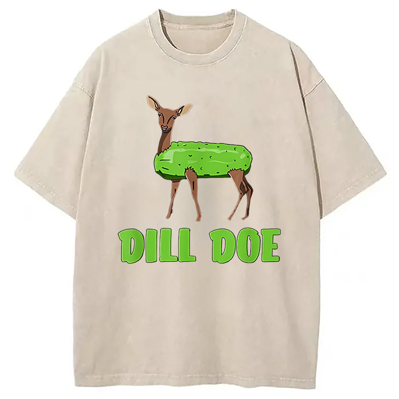 Modecanvas Funny Dill Doe Pun Washed T-Shirt