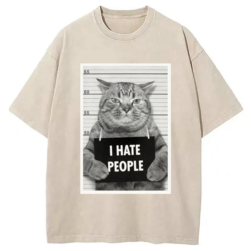 Modecanvas I Hate People Washed T-Shirt