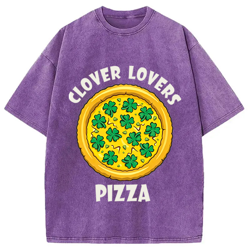 Modecanvas Clover Lovers Pizza DTG Printing Washed T-Shirt