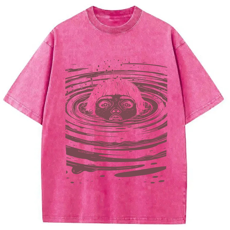 Modecanvas Drowning Girl Spiral DTG Printing Washed T-Shirt