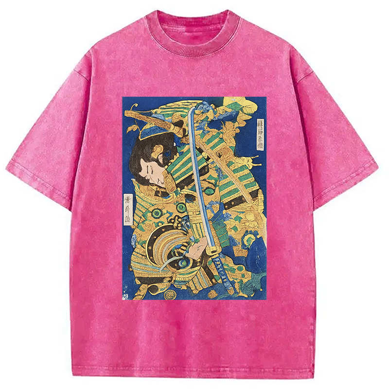 Modecanvas Samurai Clash Ukiyo-e Washed T-Shirt