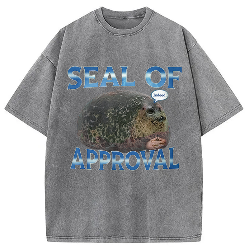 Modecanvas Seal Of Approval Meme DTG Printing Washed T-Shirt
