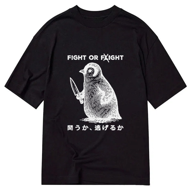 Modecanvas Funny Fight Or Flight DTG Printing Classic T-Shirt-modecanvas