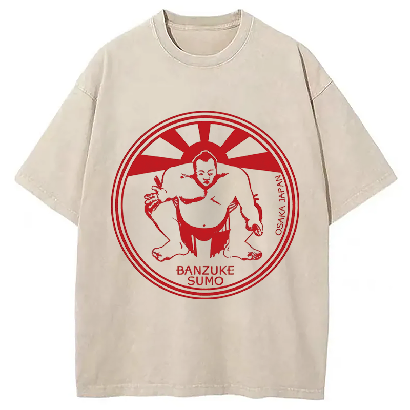 Modecanvas Sumo Wrestling DTG Printing Washed T-Shirt