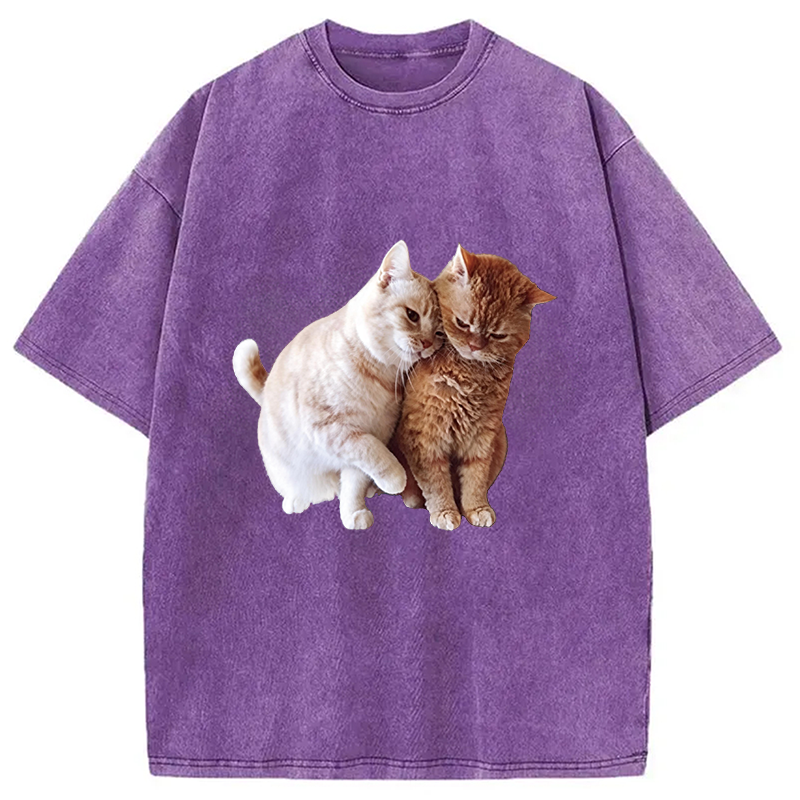 Modecanvas Gentle Cats DTG Printing Washed T-Shirt