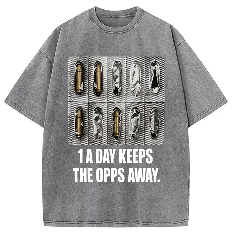 Modecanvas 1A Day Keeps The OPPs Away DTG Printing Washed T-Shirt