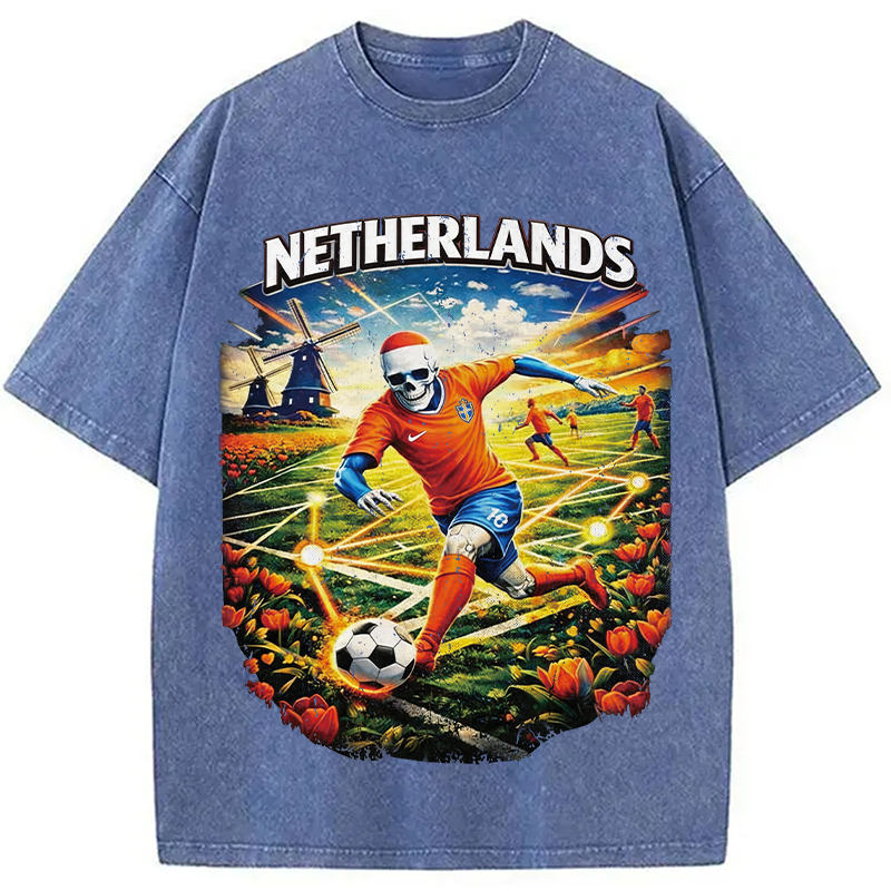 Modecanvas Holland Football DTG Printing Washed T-Shirt