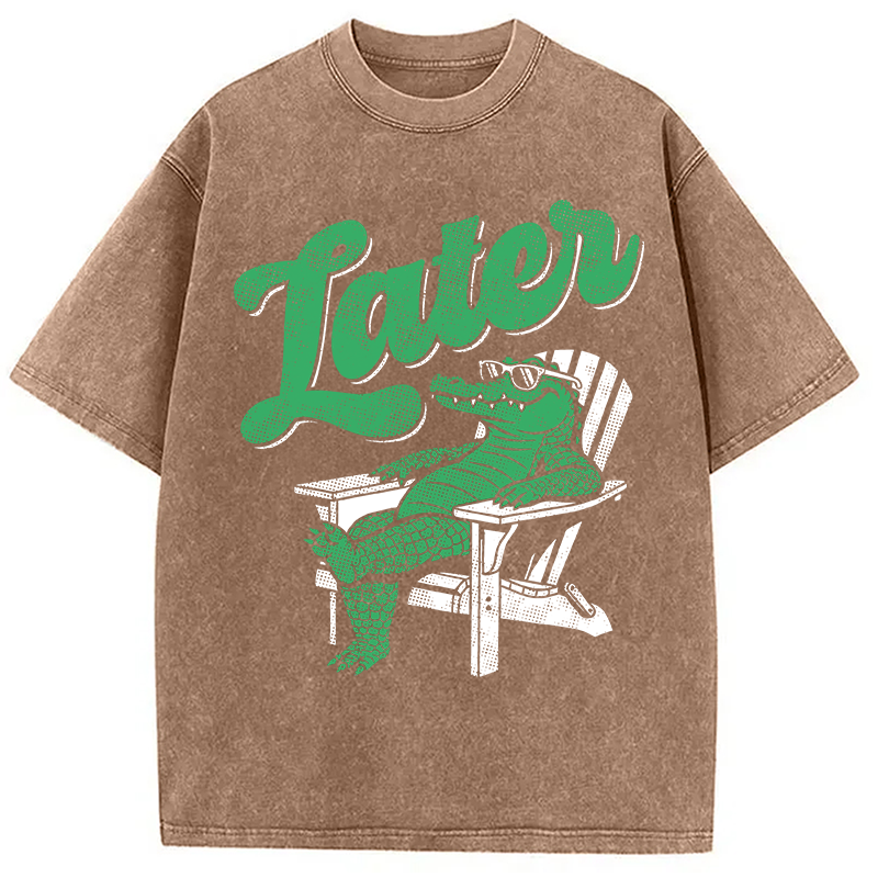Modecanvas Funny Later Gator DTG Printing Washed T-Shirt