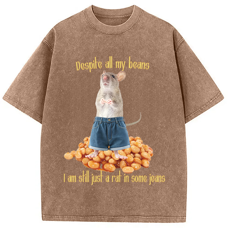 Modecanvas Despite All My Beans DTG Printing Washed T-Shirt