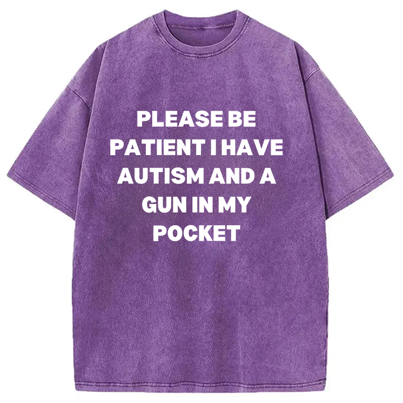 Modecanvas A Gun in My Pocket Washed T-Shirt-modecanvas