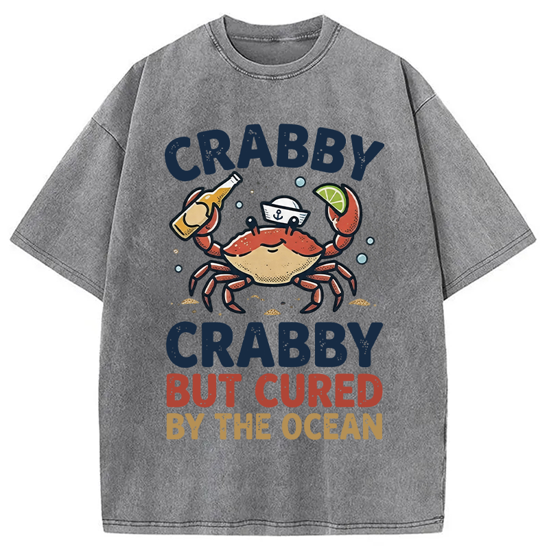 Modecanvas Crabby But Cured By The Ocean DTG Printing Washed T-Shirt