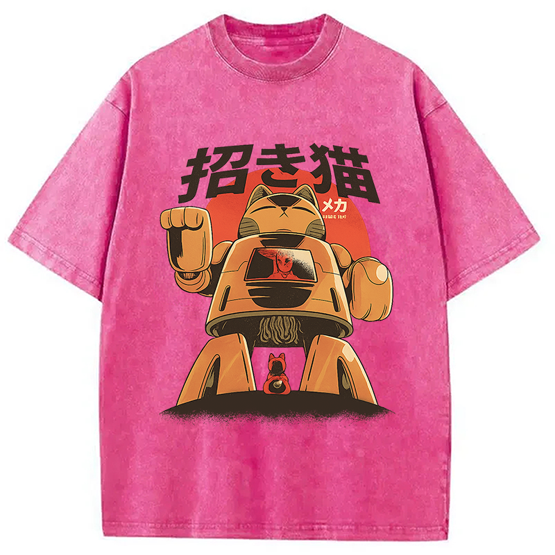 Modecanvas Mecha Cat Washed T-Shirt