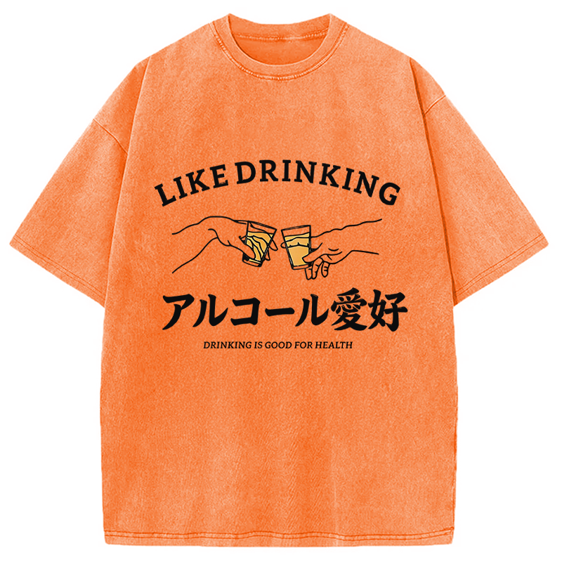 Modecanvas Like Drinking DTG Printing Washed T-Shirt