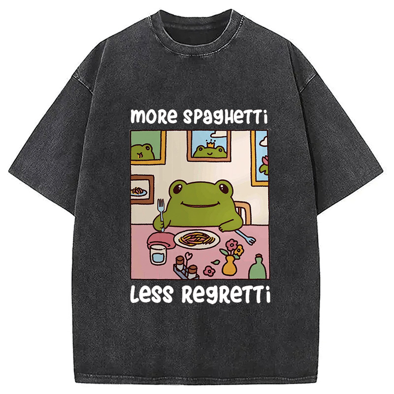Modecanvas More Spaghetti Less Regretti Frog Washed T-Shirt
