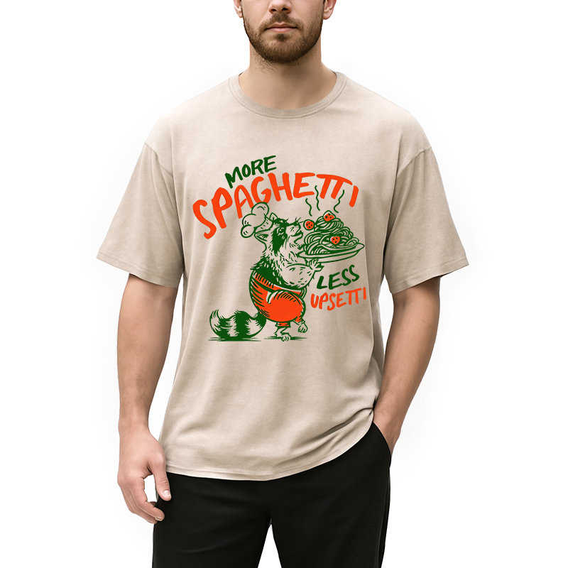 Modecanvas More Spaghetti Less Upsetti Raccoon DTG Printing Washed T-Shirt
