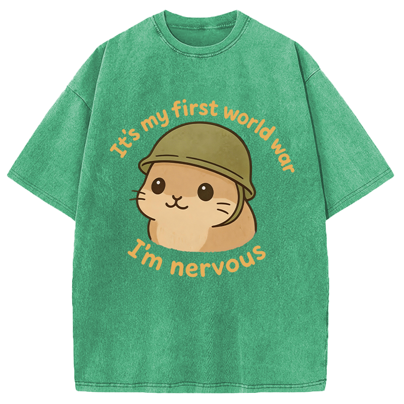 Modecanvas Nervous Hamster Meme DTG Printing Washed T-Shirt