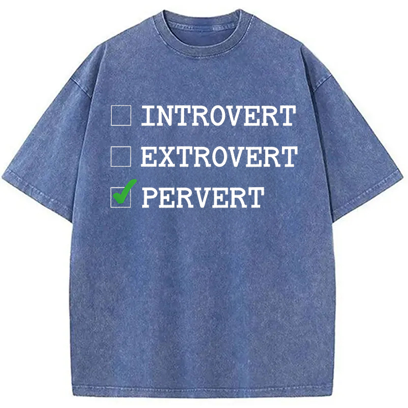 Modecanvas Introvert Extrovert Pervert DTG Printing Washed T-Shirt