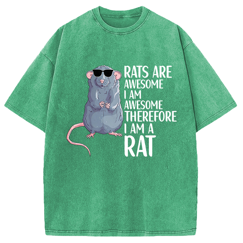 Modecanvas Rats Are Awesome Funny Rat DTG Printing Washed T-Shirt