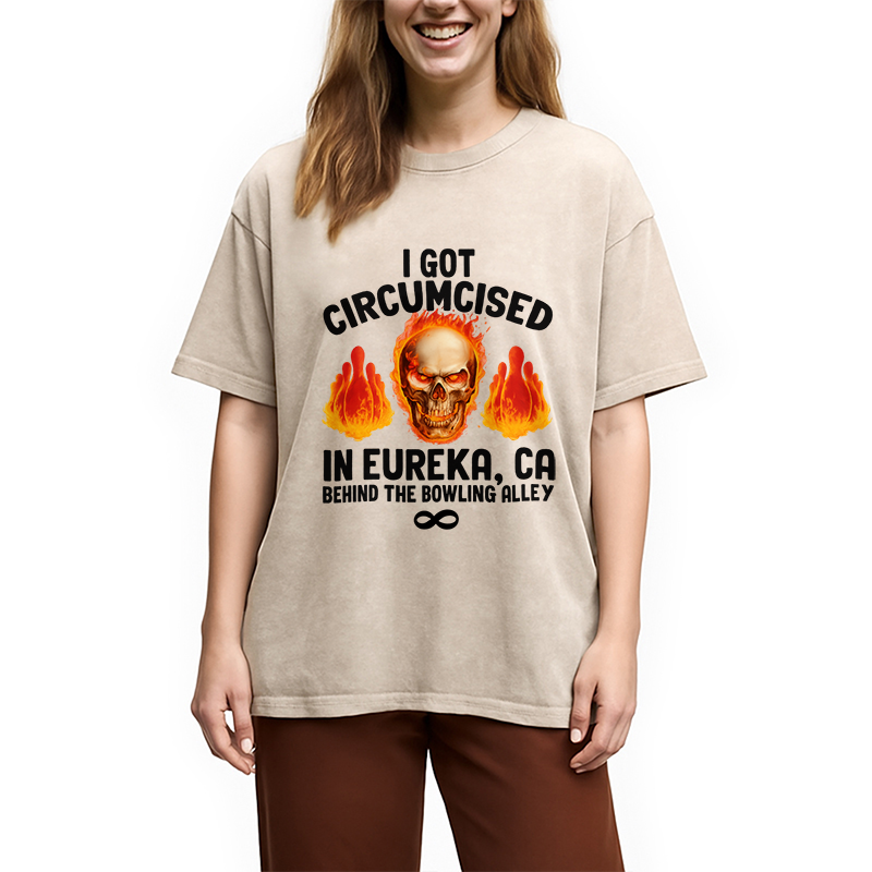 Modecanvas Circumcised Bowling Oddly Funny Meme Washed T-Shirt