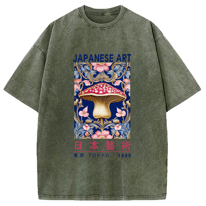 Modecanvas Blue Mushroom Vintage Washed T-Shirt