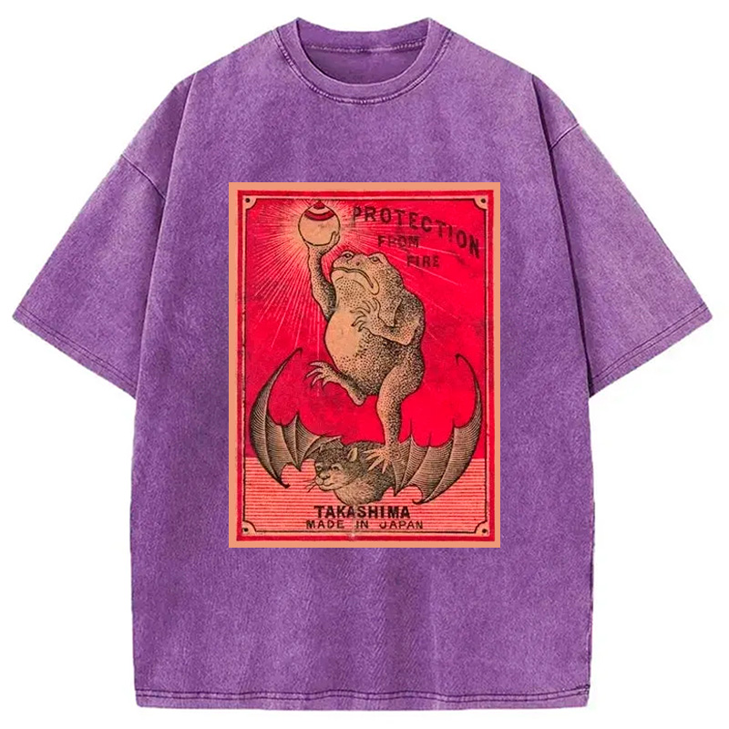 Modecanvas Japanese Matches Frog & Bat Washed T-Shirt
