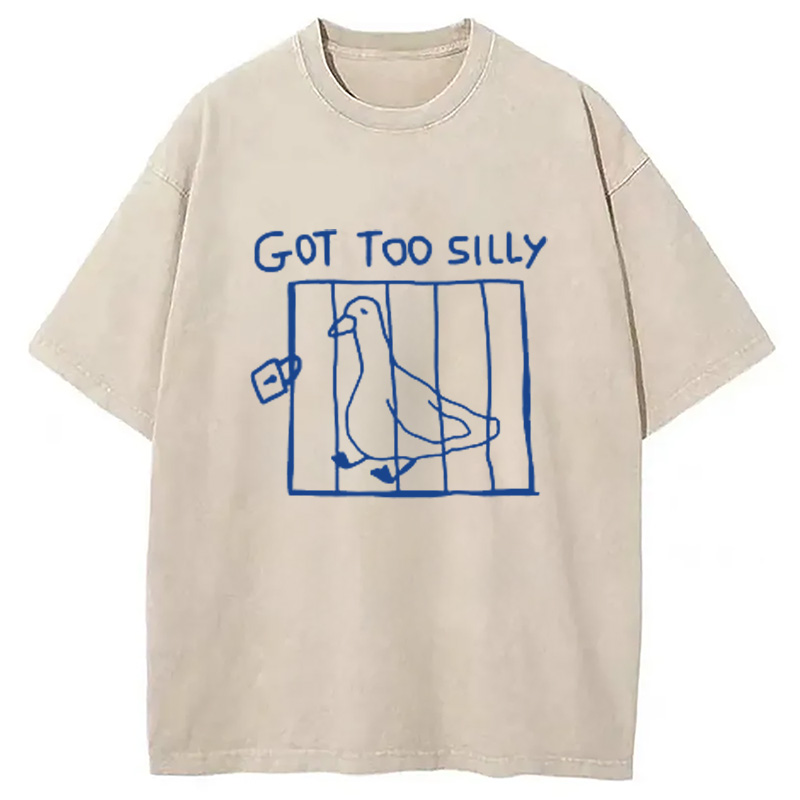 Modecanvas Got Too Silly Meme Washed T-Shirt-modecanvas